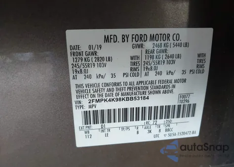 2019 Ford Edge Titanium from USA, damaged, VIN 2FMPK4K98KBB53184